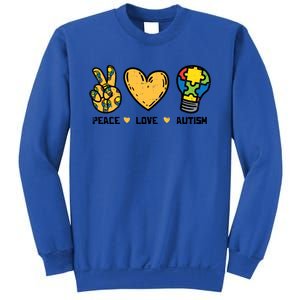 Peace Love Autism Cute Light Bulb Puzzle Awareness Autistic Cool Gift Sweatshirt