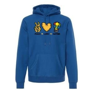 Peace Love Autism Cute Light Bulb Puzzle Awareness Autistic Cool Gift Premium Hoodie