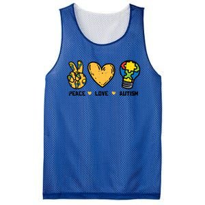 Peace Love Autism Cute Light Bulb Puzzle Awareness Autistic Cool Gift Mesh Reversible Basketball Jersey Tank