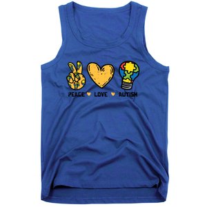 Peace Love Autism Cute Light Bulb Puzzle Awareness Autistic Cool Gift Tank Top