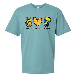 Peace Love Autism Cute Light Bulb Puzzle Awareness Autistic Cool Gift Sueded Cloud Jersey T-Shirt