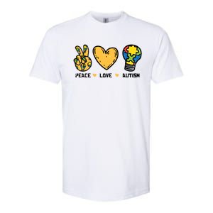 Peace Love Autism Cute Light Bulb Puzzle Awareness Autistic Cool Gift Softstyle CVC T-Shirt