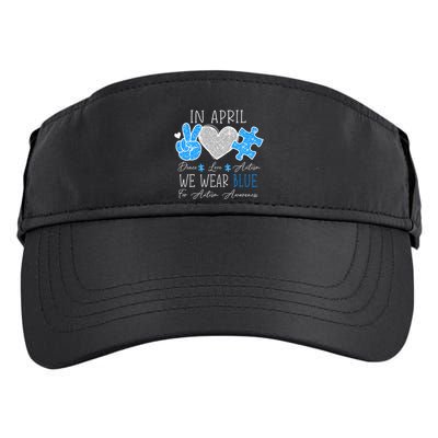 Peace Love Autism In April We Wear Blue For Autism Awareness Adult Drive Performance Visor