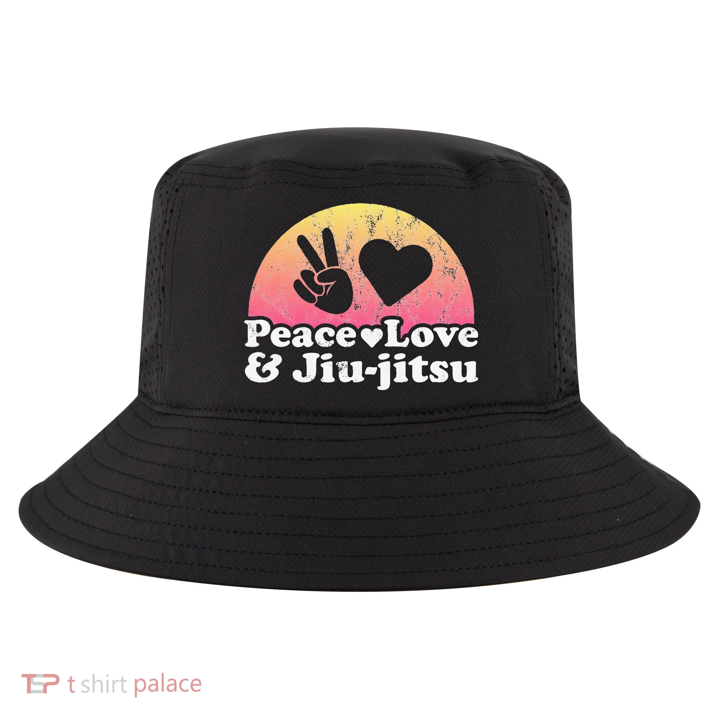 Peace Love and Jiujitsu Cool Comfort Performance Bucket Hat