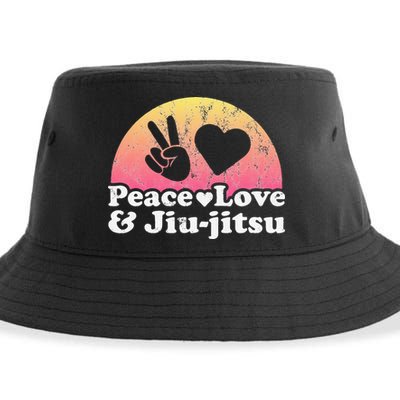Peace Love and Jiujitsu Sustainable Bucket Hat