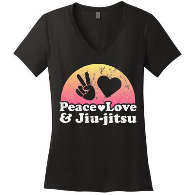Peace Love and Jiujitsu Women's V-Neck T-Shirt