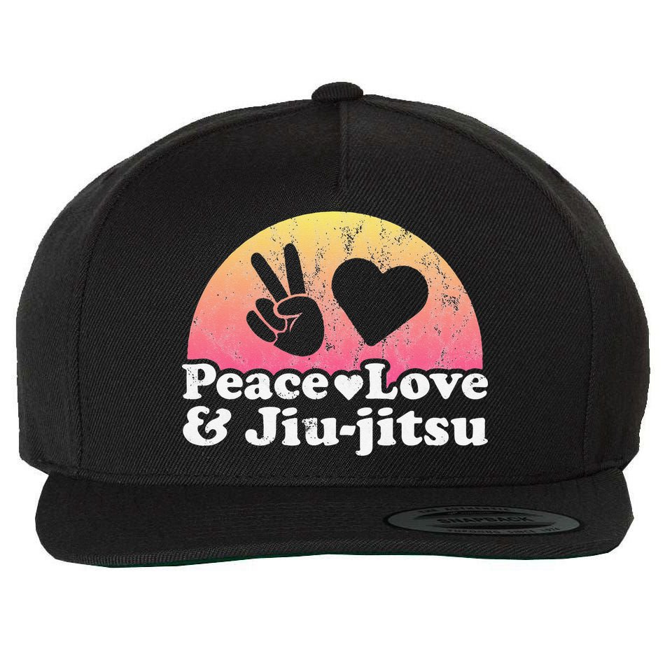 Peace Love and Jiujitsu Wool Snapback Cap