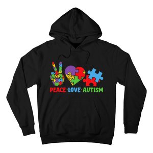 Peace Love Autism Super Cute Puzzle Pieces Autism Awareness Hoodie