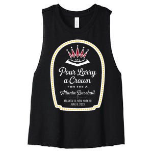 POUR LARRY A CROWN Home Run Celebration Funny Women's Racerback Cropped Tank