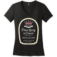 POUR LARRY A CROWN Home Run Celebration Funny Women's V-Neck T-Shirt