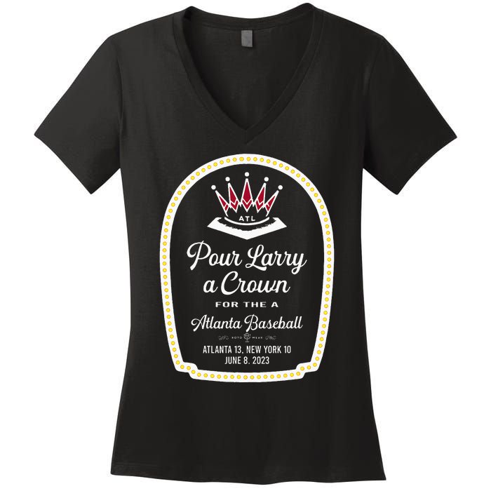 POUR LARRY A CROWN Home Run Celebration Funny Women's V-Neck T-Shirt