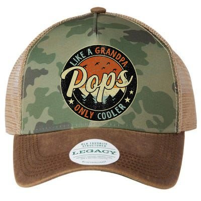 Pops Like A Grandpa Only Cooler Vintage Retro Fathers Day Legacy Tie Dye Trucker Hat
