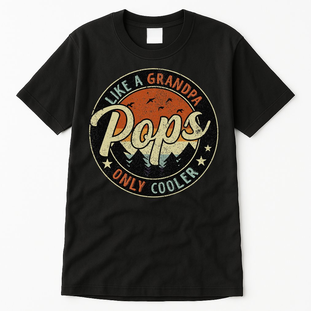 Pops Like A Grandpa Only Cooler Vintage Retro Fathers Day Tall T-Shirt