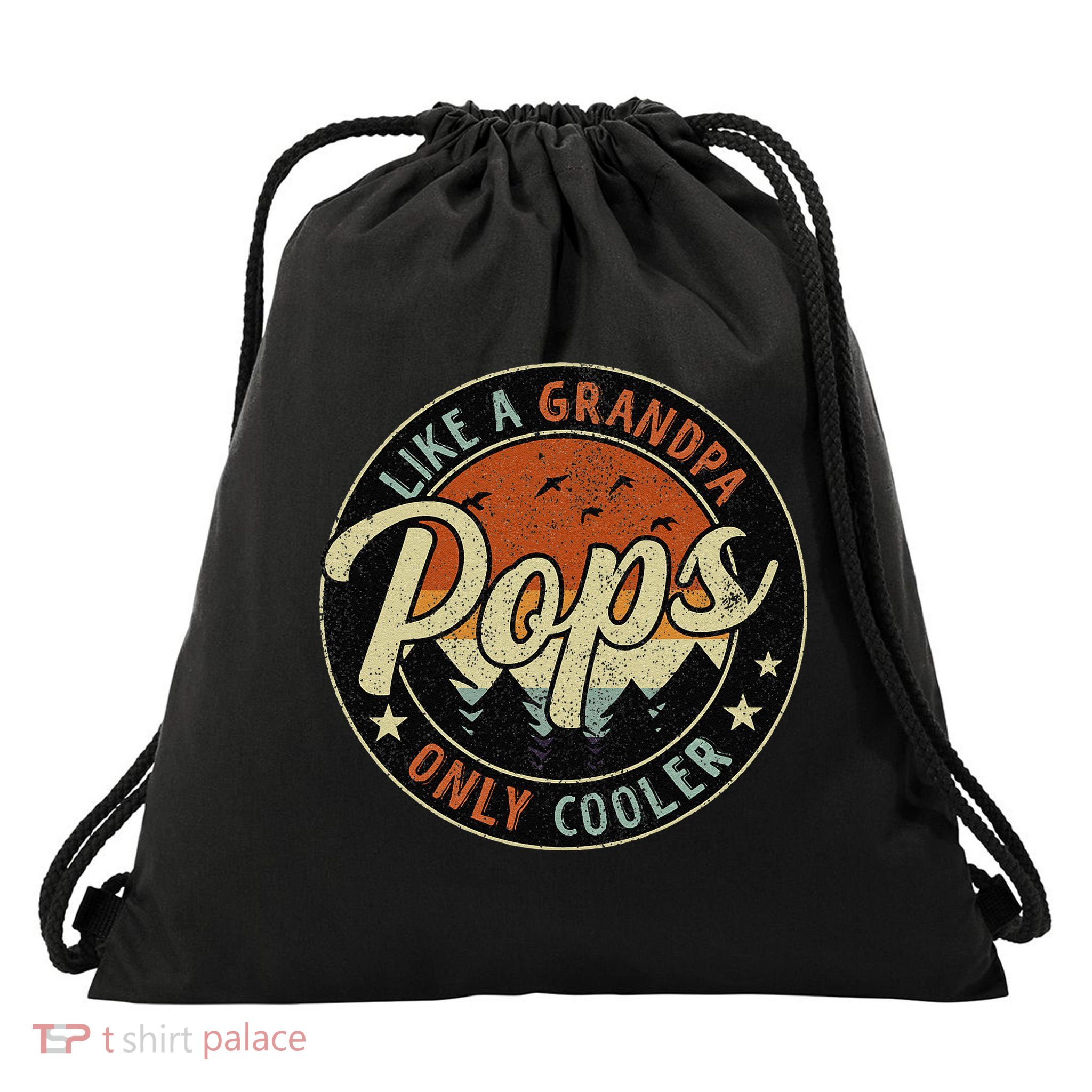 Pops Like A Grandpa Only Cooler Vintage Retro Fathers Day Drawstring Bag