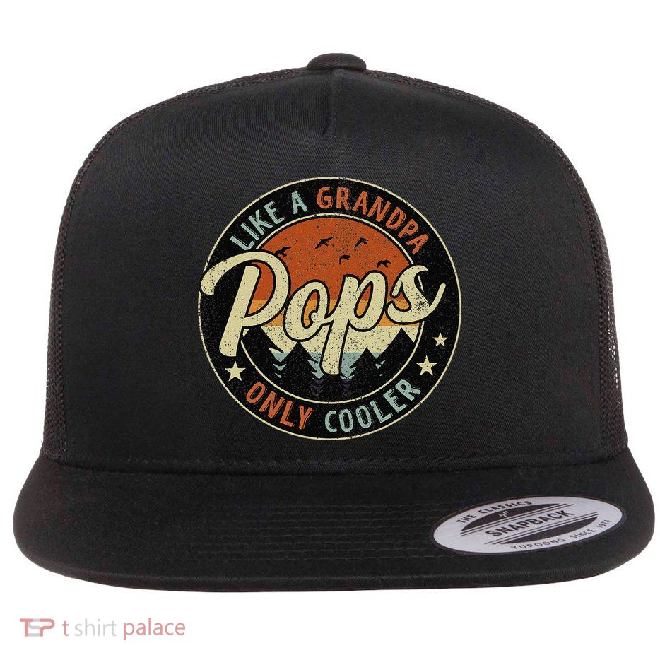 Pops Like A Grandpa Only Cooler Vintage Retro Fathers Day Flatbill Hat
