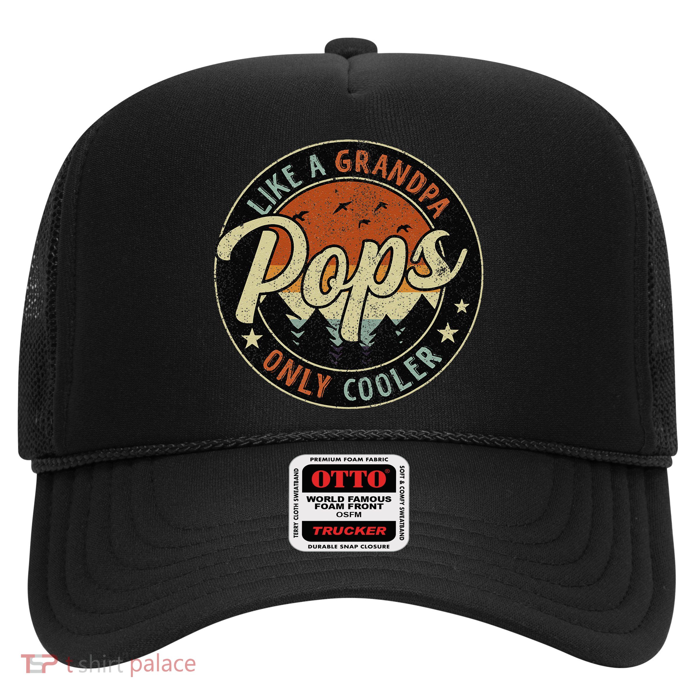 Pops Like A Grandpa Only Cooler Vintage Retro Fathers Day Trucker Hat