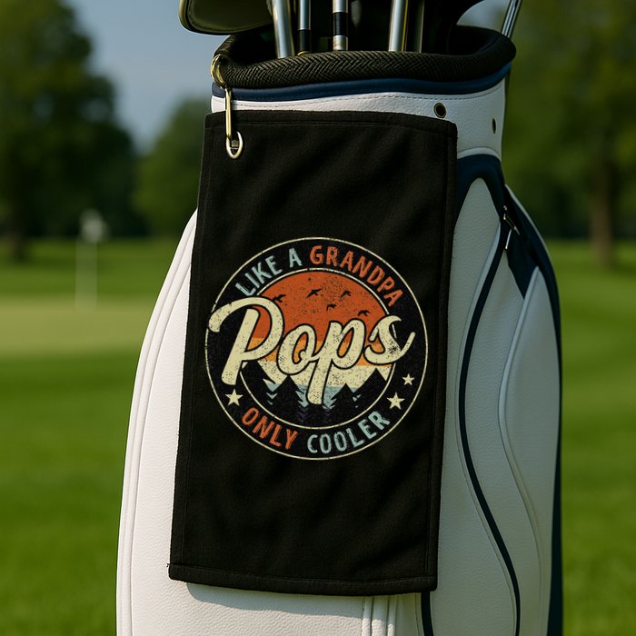 Pops Like A Grandpa Only Cooler Vintage Retro Fathers Day Golf Towel