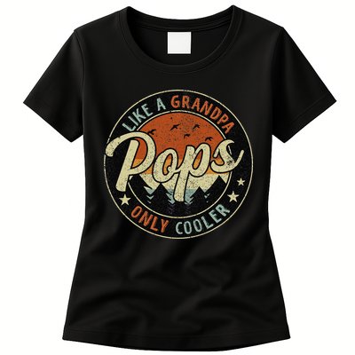 Pops Like A Grandpa Only Cooler Vintage Retro Fathers Day Womens T-Shirt
