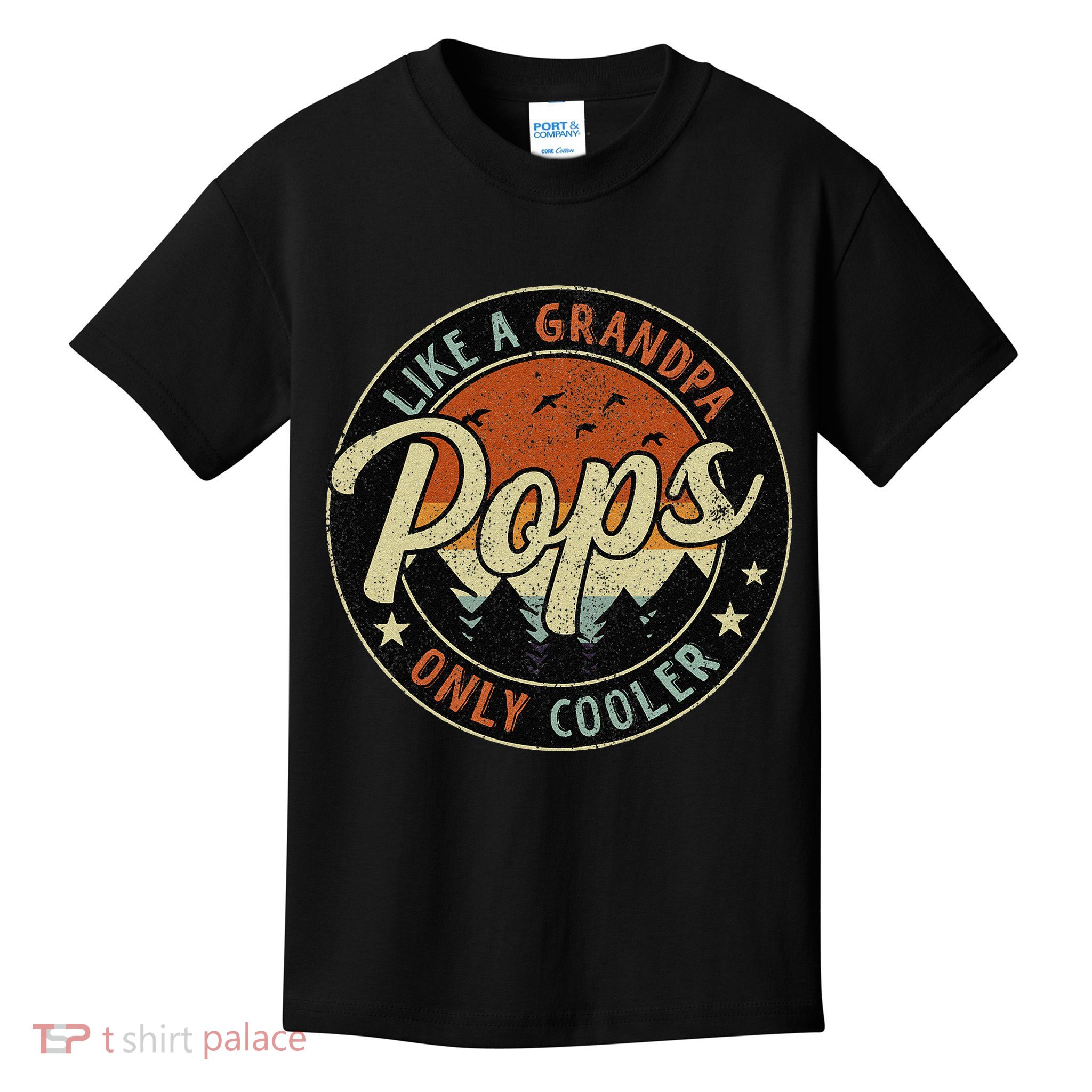 Pops Like A Grandpa Only Cooler Vintage Retro Fathers Day Kids T-Shirt