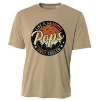 Pops Like A Grandpa Only Cooler Vintage Retro Fathers Day Cooling Performance Crew T-Shirt