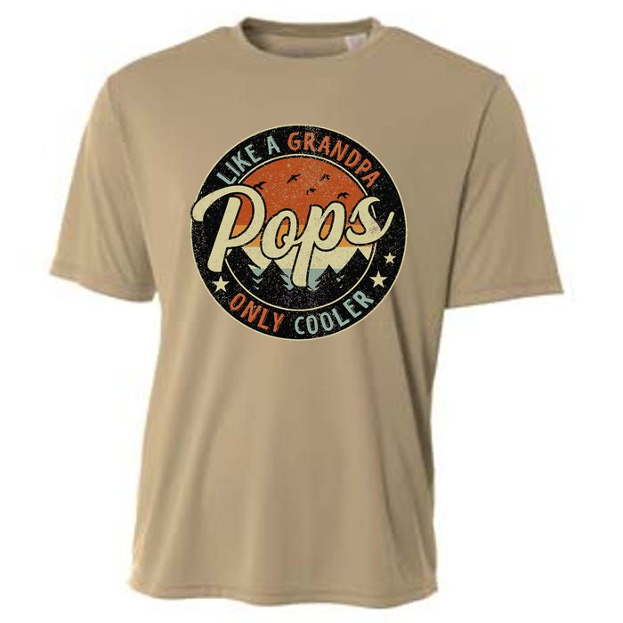 Pops Like A Grandpa Only Cooler Vintage Retro Fathers Day Cooling Performance Crew T-Shirt