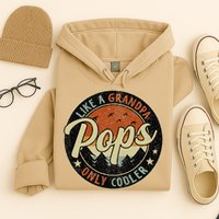 Pops Like A Grandpa Only Cooler Vintage Retro Fathers Day Hoodie