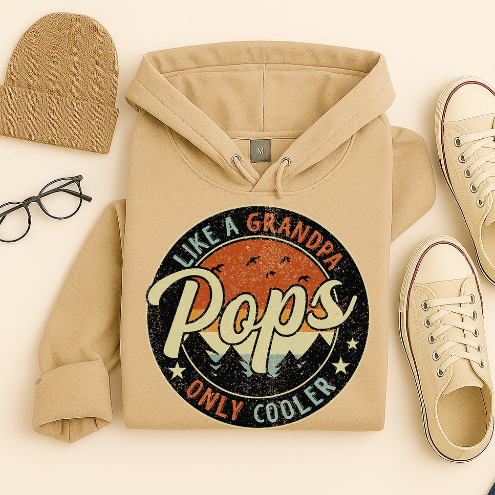 Pops Like A Grandpa Only Cooler Vintage Retro Fathers Day Hoodie