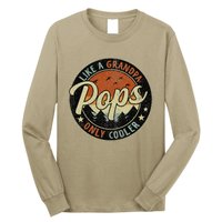 Pops Like A Grandpa Only Cooler Vintage Retro Fathers Day Long Sleeve Shirt