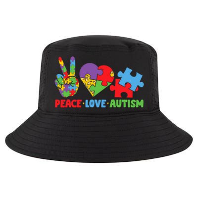 Peace Love Autism Super Cute Puzzle Pieces Autism Awareness Cool Comfort Performance Bucket Hat