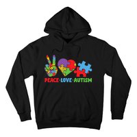 Peace Love Autism Super Cute Puzzle Pieces Autism Awareness Hoodie