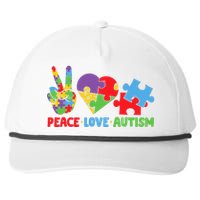 Peace Love Autism Super Cute Puzzle Pieces Autism Awareness Snapback Five-Panel Rope Hat