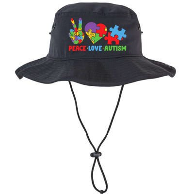 Peace Love Autism Super Cute Puzzle Pieces Autism Awareness Legacy Cool Fit Booney Bucket Hat