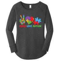 Peace Love Autism Super Cute Puzzle Pieces Autism Awareness Women's Perfect Tri Tunic Long Sleeve Shirt