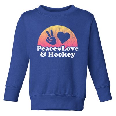 Peace Love And Hockey Cool Gift Toddler Sweatshirt