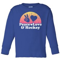 Peace Love And Hockey Cool Gift Toddler Long Sleeve Shirt