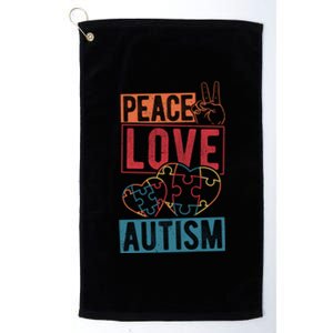 Peace Love Autism Awareness Support Family Health Peace Gift Platinum Collection Golf Towel