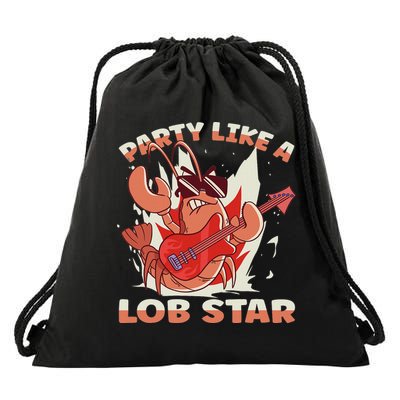 Party Like A Lob Star Lobster Drawstring Bag