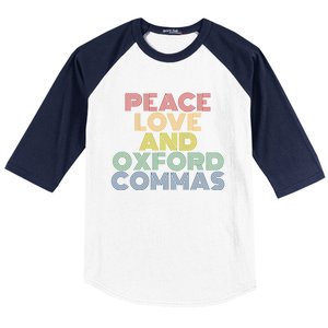 Peace Love And Oxford Commas Cool Gift Baseball Sleeve Shirt