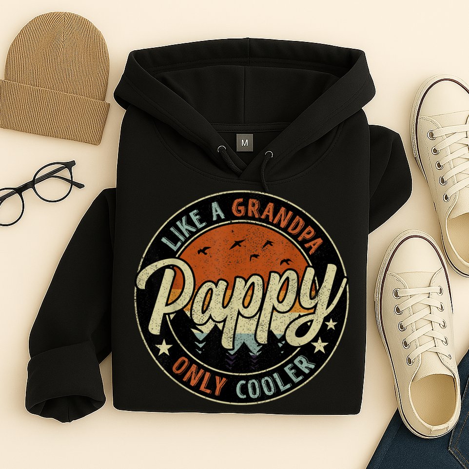 Pappy Like A Grandpa Only Cooler Vintage Retro Father's Day Hoodie