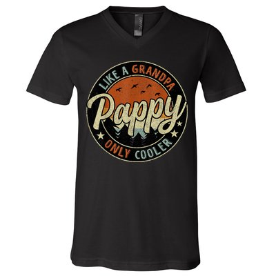 Pappy Like A Grandpa Only Cooler Vintage Retro Father's Day V-Neck T-Shirt