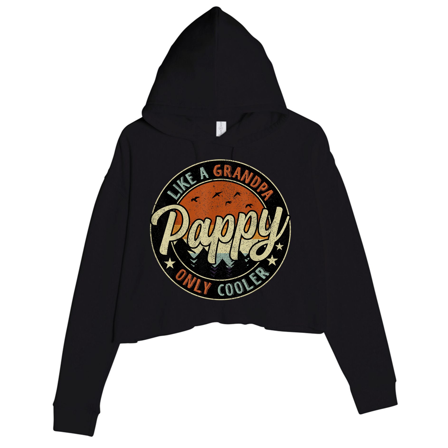 Pappy Like A Grandpa Only Cooler Vintage Retro Father's Day Crop Fleece Hoodie