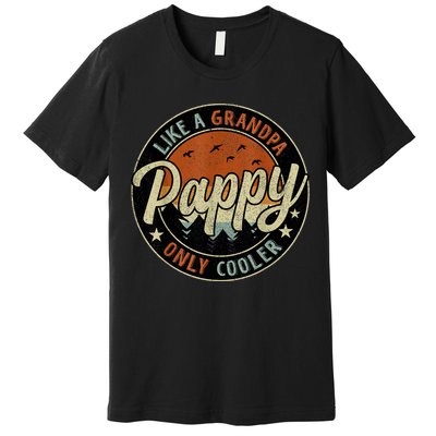 Pappy Like A Grandpa Only Cooler Vintage Retro Father's Day Premium T-Shirt