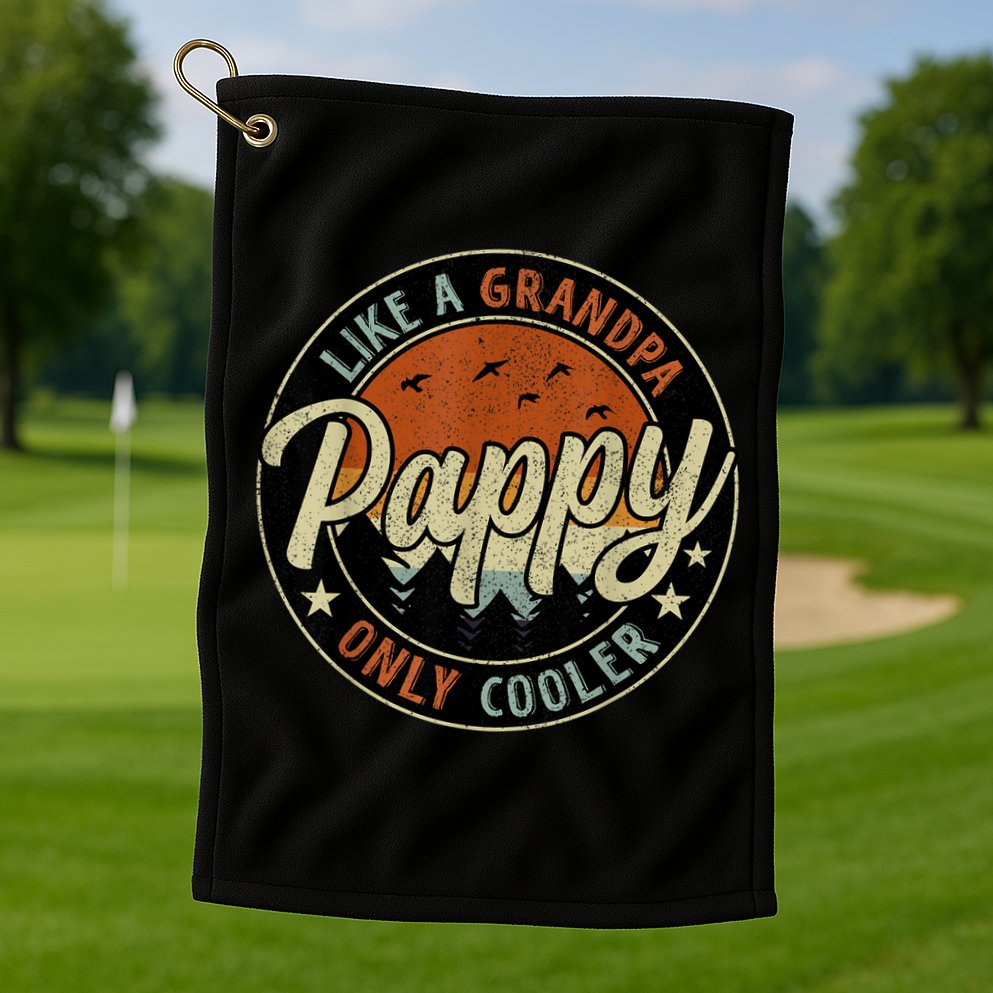 Pappy Like A Grandpa Only Cooler Vintage Retro Father's Day Golf Towel