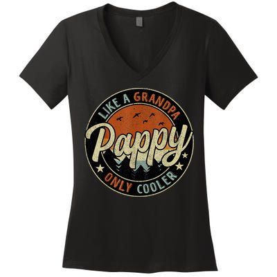 Pappy Like A Grandpa Only Cooler Vintage Retro Father's Day Women's V-Neck T-Shirt