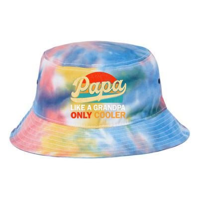 PAPA Like A Grandpa Only Cooler, Funny Dad Definition Retro Tie Dye Newport Bucket Hat