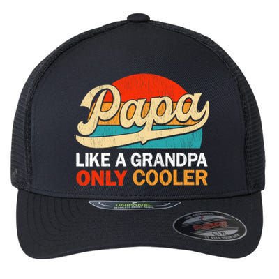 PAPA Like A Grandpa Only Cooler, Funny Dad Definition Retro Flexfit Unipanel Trucker Cap