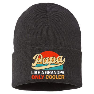 PAPA Like A Grandpa Only Cooler, Funny Dad Definition Retro Sustainable Knit Beanie