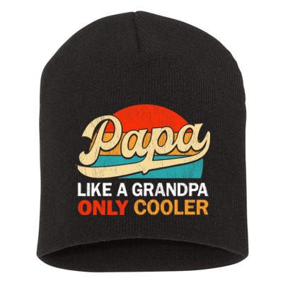 PAPA Like A Grandpa Only Cooler, Funny Dad Definition Retro Short Acrylic Beanie