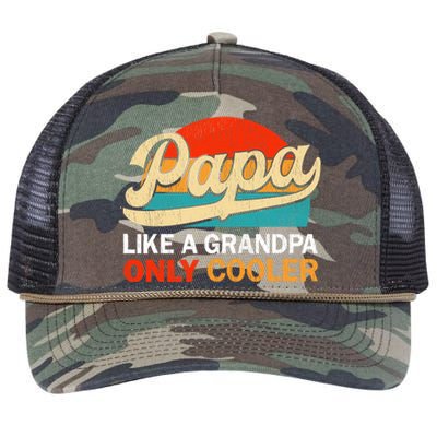 PAPA Like A Grandpa Only Cooler, Funny Dad Definition Retro Retro Rope Trucker Hat Cap