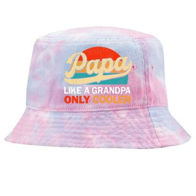 PAPA Like A Grandpa Only Cooler, Funny Dad Definition Retro Tie-Dyed Bucket Hat